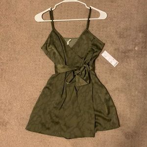 Urban Outfitter’s Olive Green Satin Wrap Romper